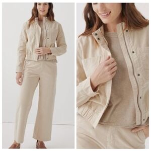 NWT Pact Corduroy Bomber Jacket Sandshell Beige Women's XL Modern Organic Cotton